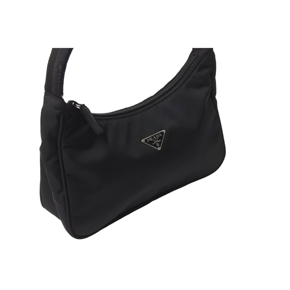 PRADA Hobo One Shoulder Hobo Bag Handbag Triangle Logo Black - Picture 4 of 8